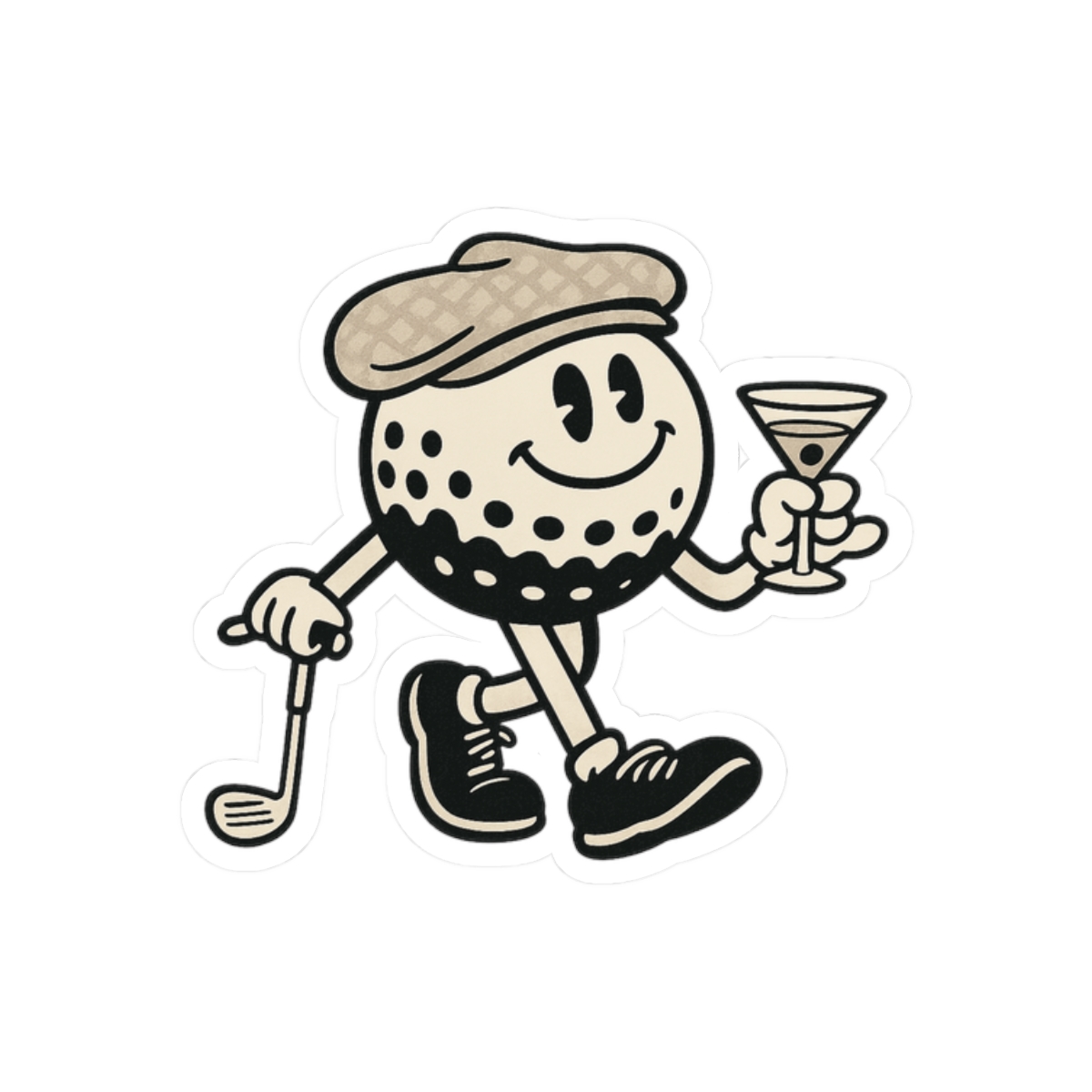 Retro Golf Ball Head Character Sticker | Funny Golf Decal - alternate angle 3, merchandise
